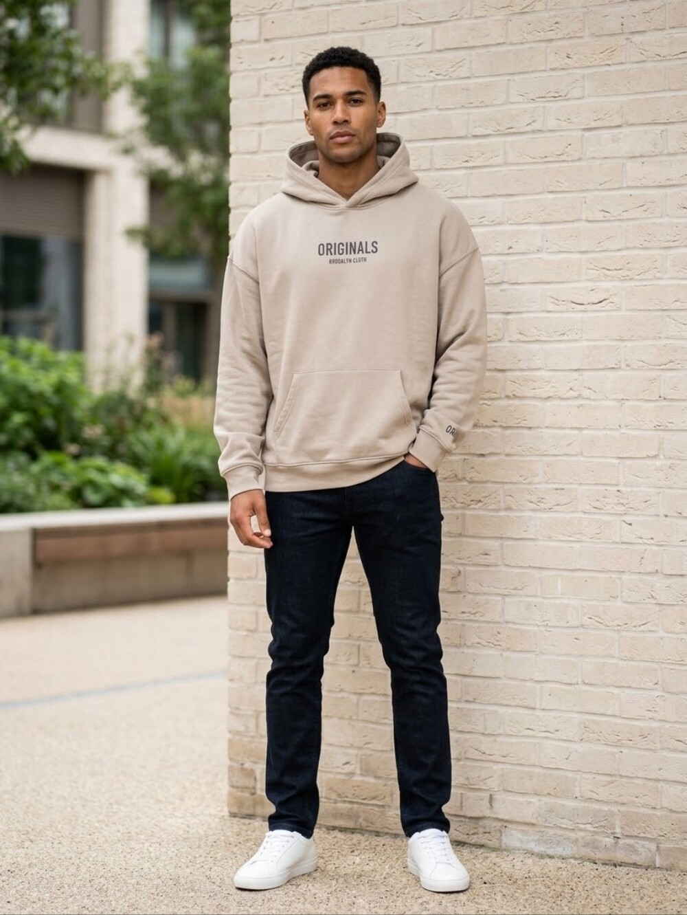 Brooklyn Cloth Originals Fleece Hoodie Beige/Tan Unisex Oversized Size XL